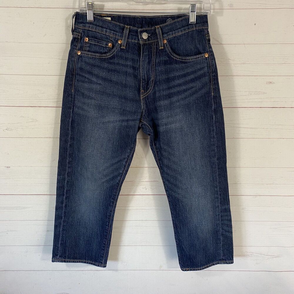 Levi's Premium Womens 505 Capri Jeans Sz 28 Blue Stretch Pockets Straight 28x20
